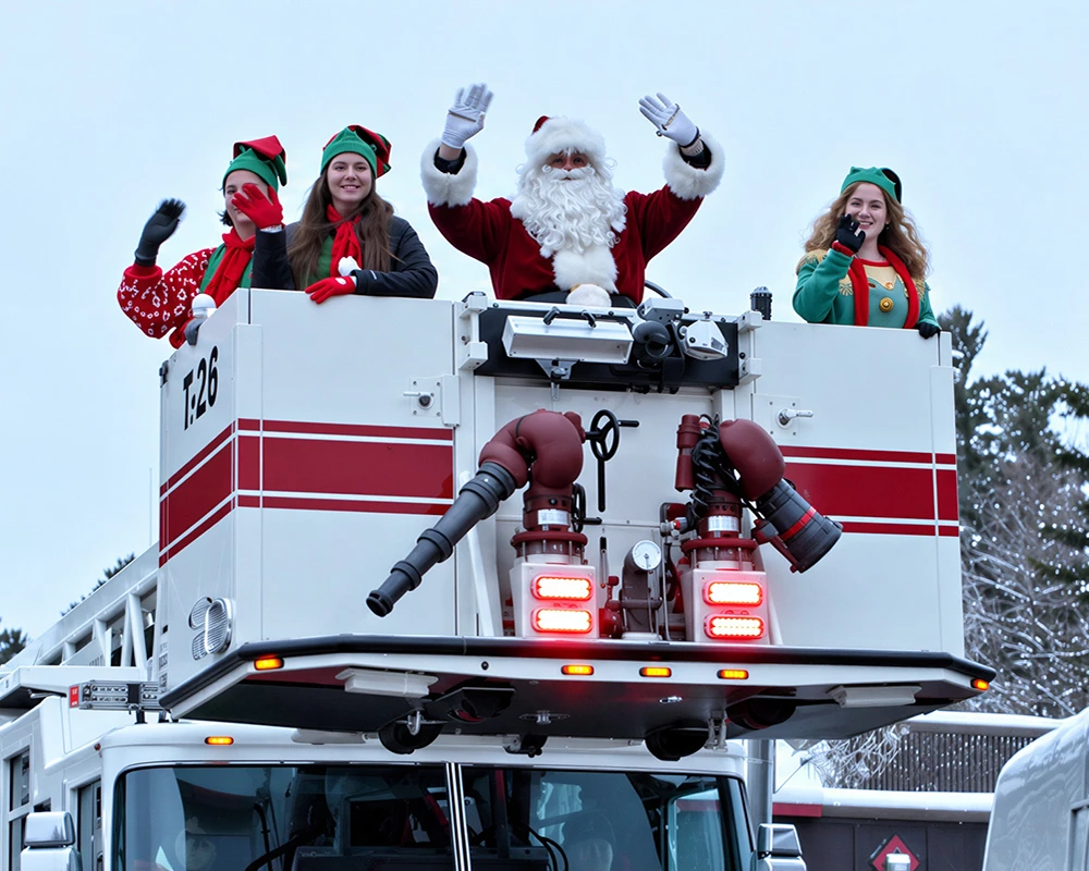 Lake Placid Welcome Santa on Fire Truck